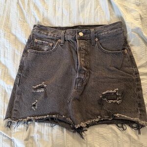 Levi's Washed Black Distressed Jean Shorts